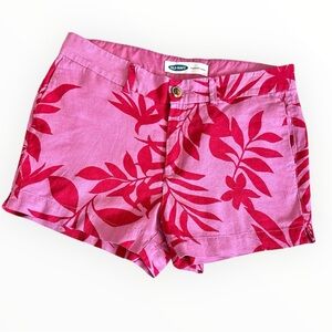 Old Navy Linen Mid-Rise Tropical Print Shorts Women's 8 Inseam 3.5”